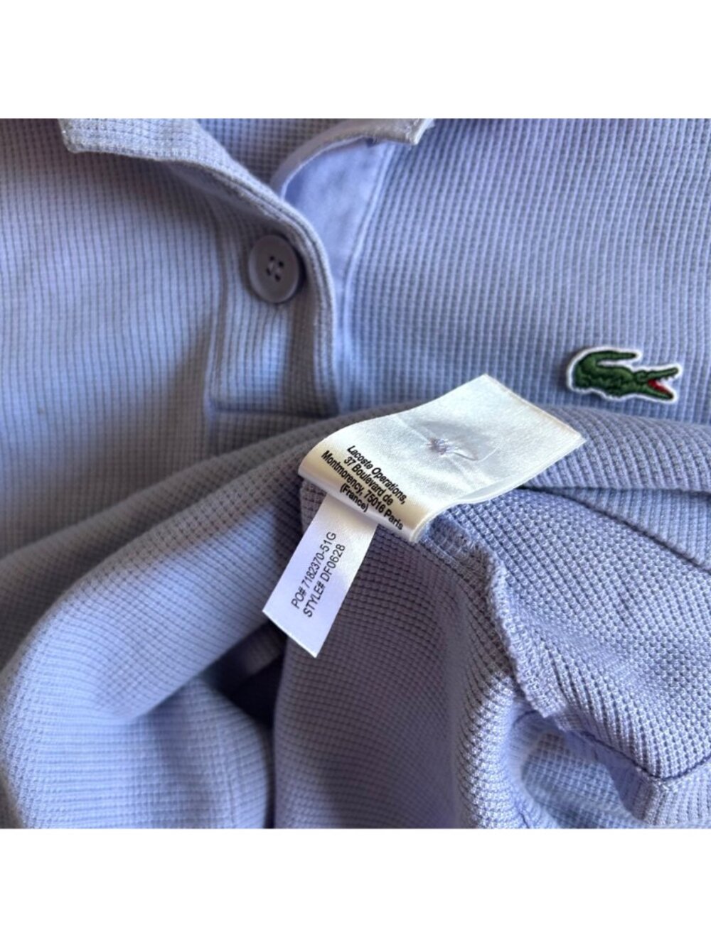 Lacoste Lavender Knit Polo with Pink Collar and Yellow Stripe - Picture 6 of 11